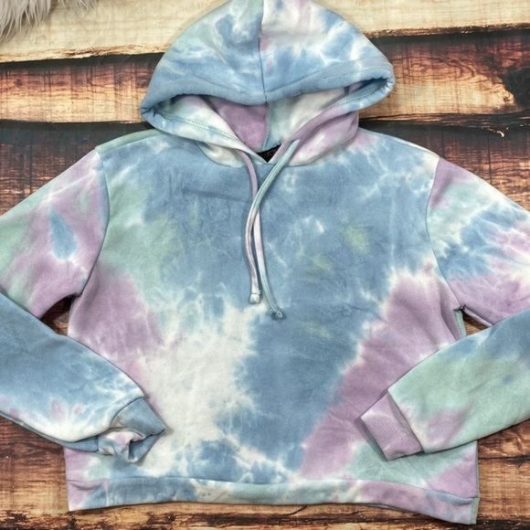 RELISTED Tie Dye Cropped Hoodie - Crop Top Jacket - Picture 2 of 6